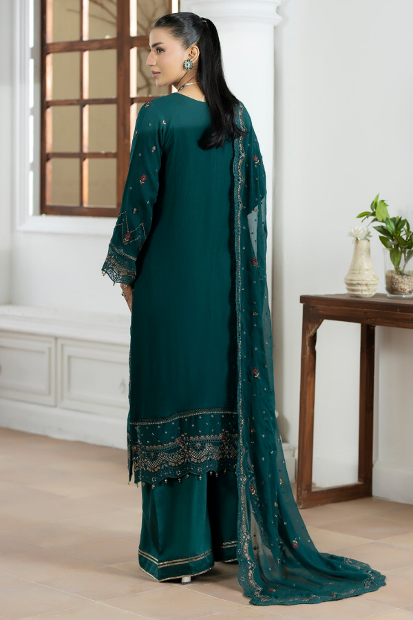 Zink Chiffon Embroidered 3 Piece Unstitched Suit - Party Wear