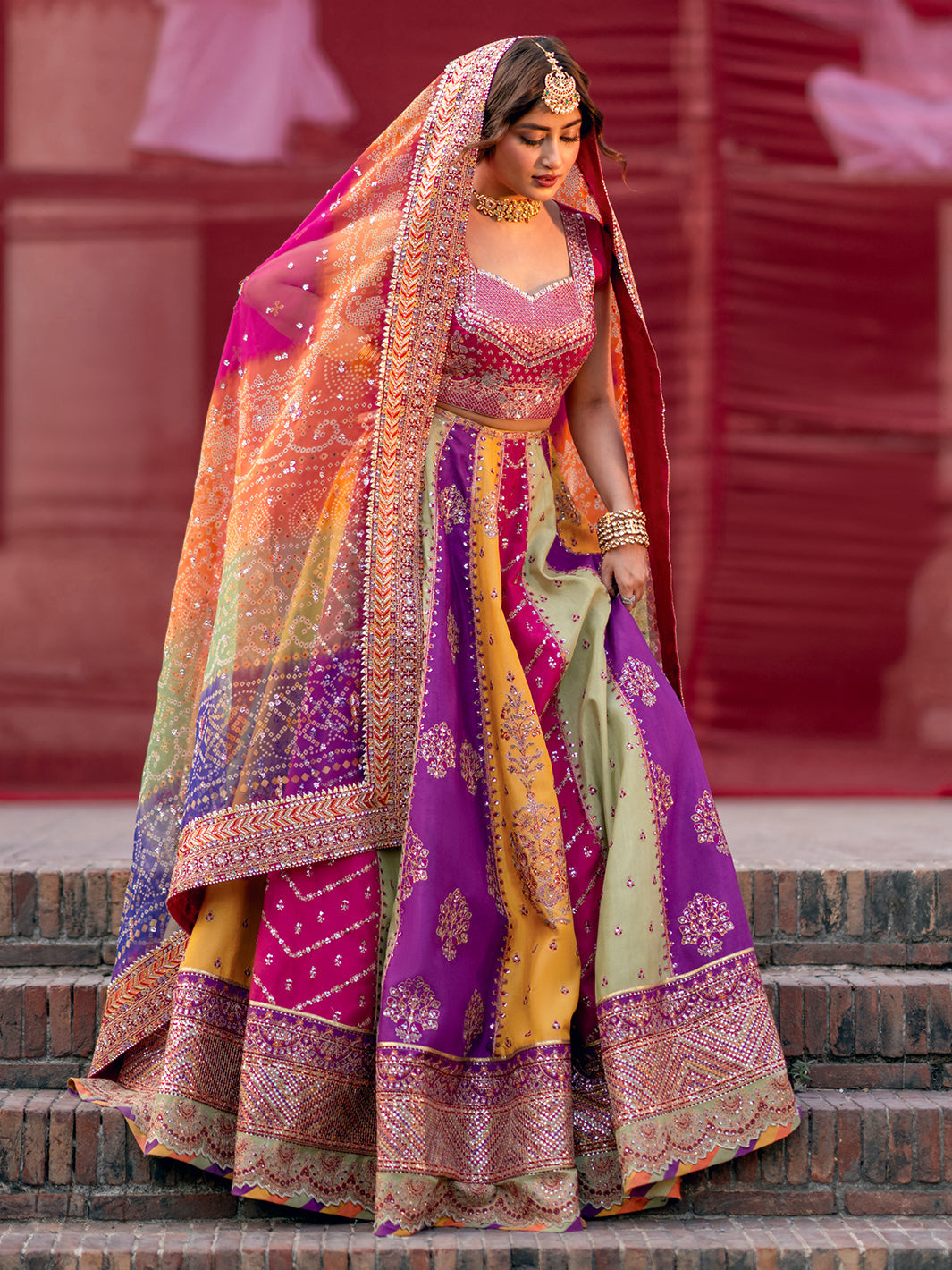 Multi Bridal Embroidery Wear Raw Silk