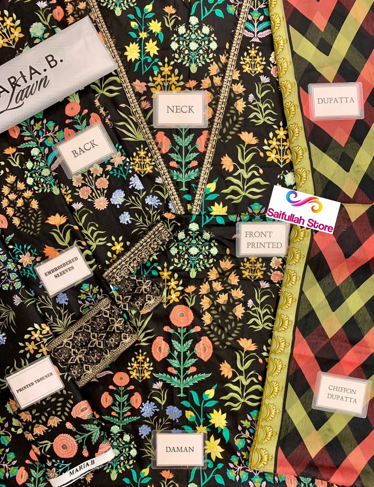 Pure Lawn Embroidered 3 Piece Unstitched Suit MBL-MPT-23-Summer Collection