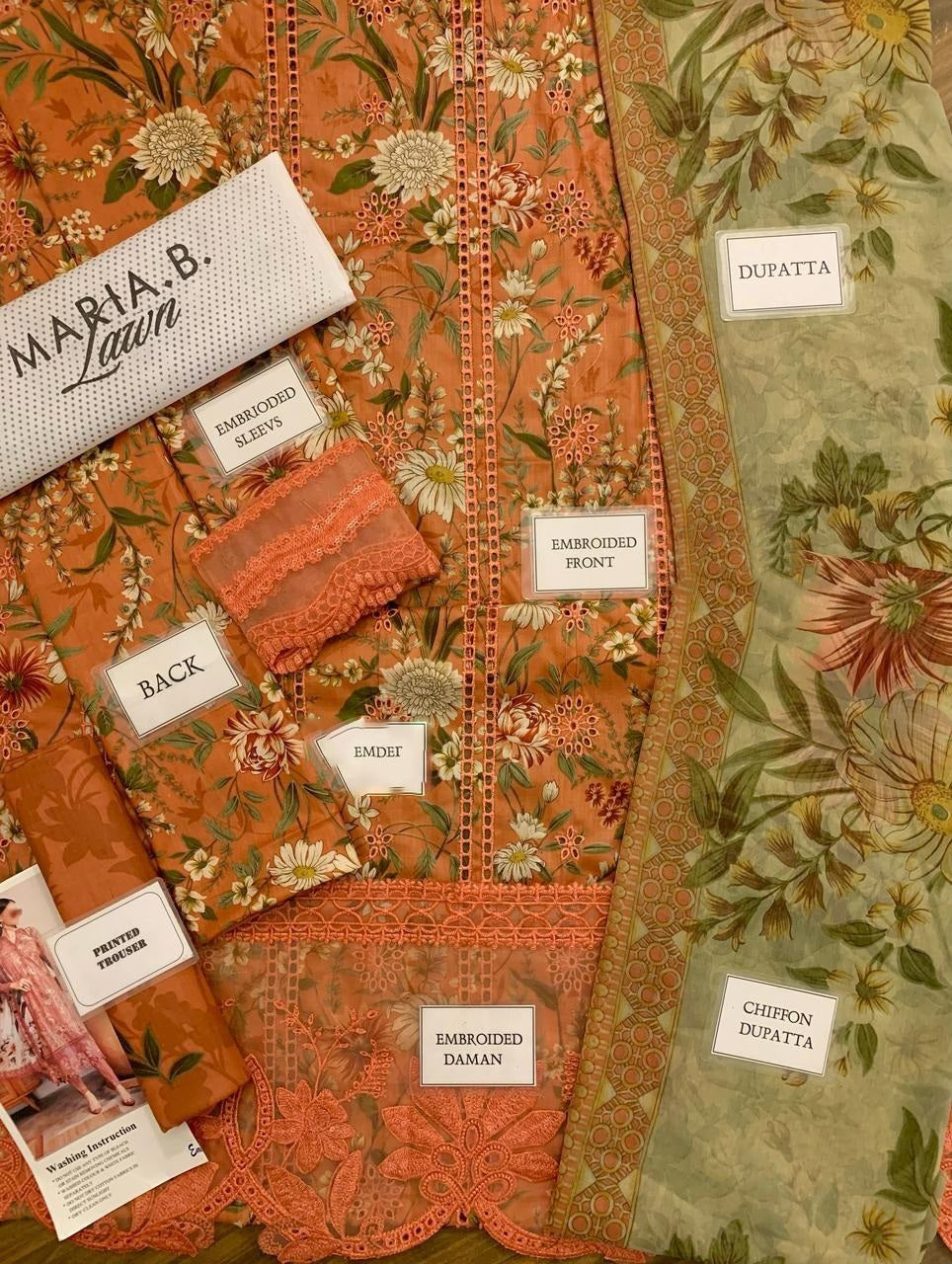 Chicken Kari Lawn 3 Piece Unstitched Suit MBL-MPT-2508-A-25 - Summer Collection