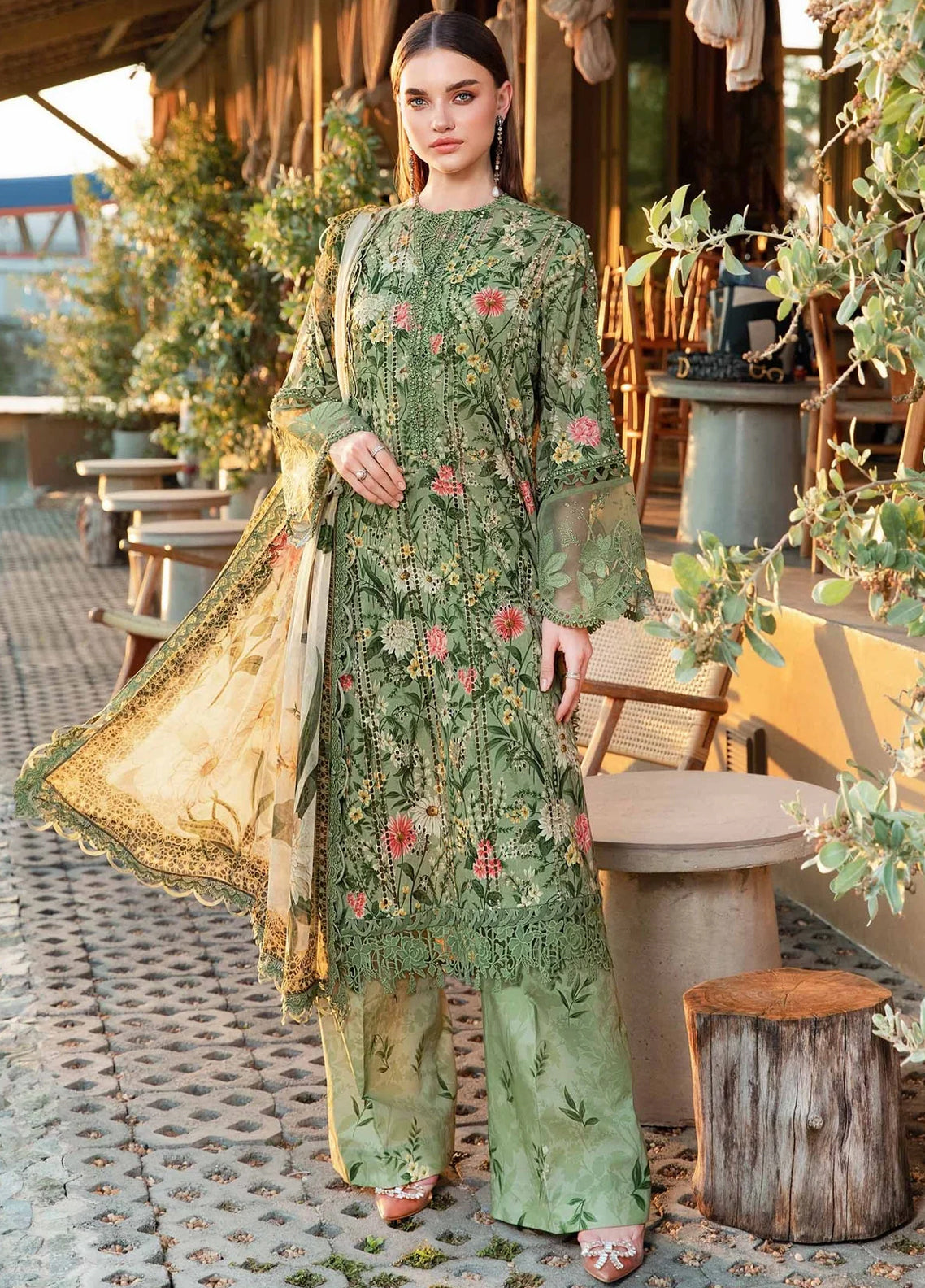 Chicken Kari Lawn 3 Piece Unstitched Suit MBL-MPT-2508-B-25 - Summer Collection