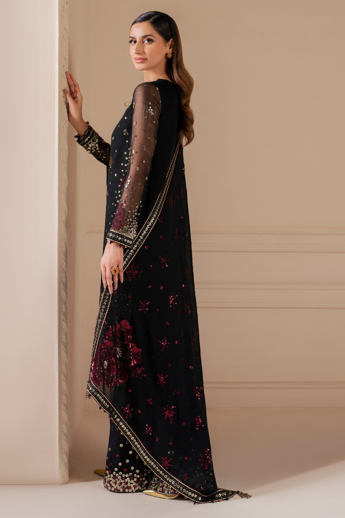 Black Luxury Chiffon Embroidered Collection Unstitched UC-3070 -Party Wear