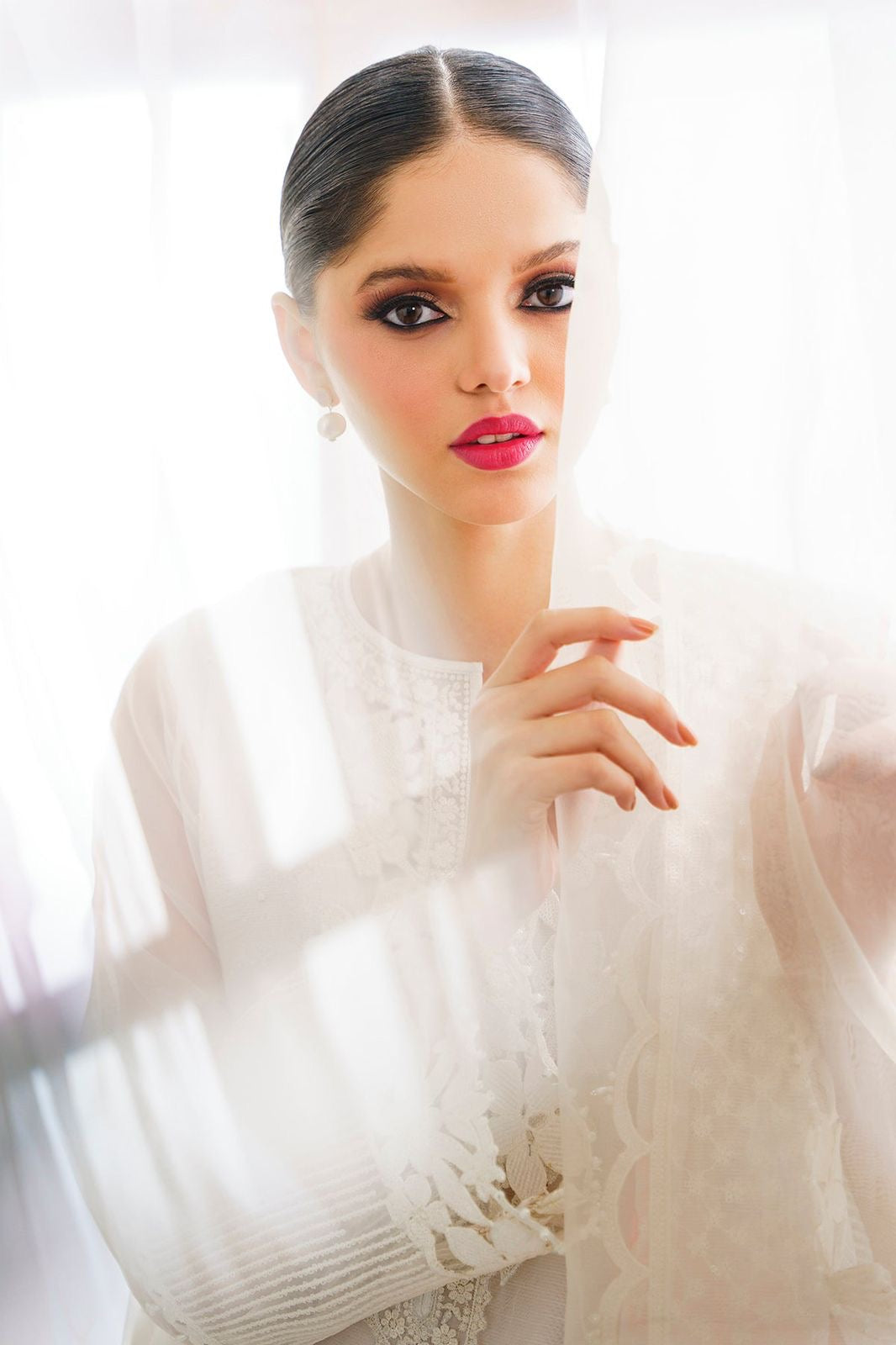White Formal Organza Unstiched 3 Piece Dress - WQ-24
