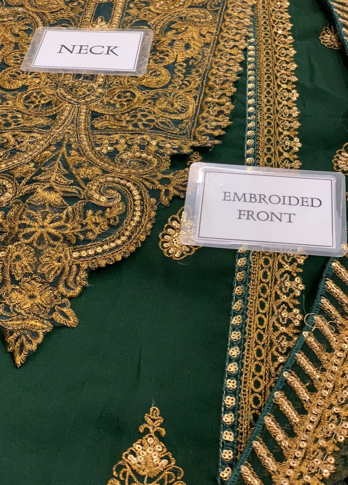 Green Embroidered Chiffon 3 Piece Unstitched Suit AJRNC-D18- Party Wear