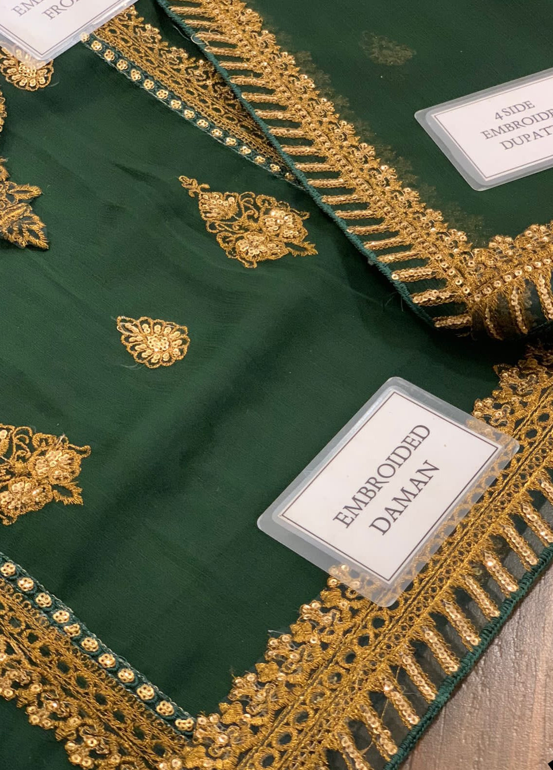 Green Embroidered Chiffon 3 Piece Unstitched Suit AJRNC-D18- Party Wear