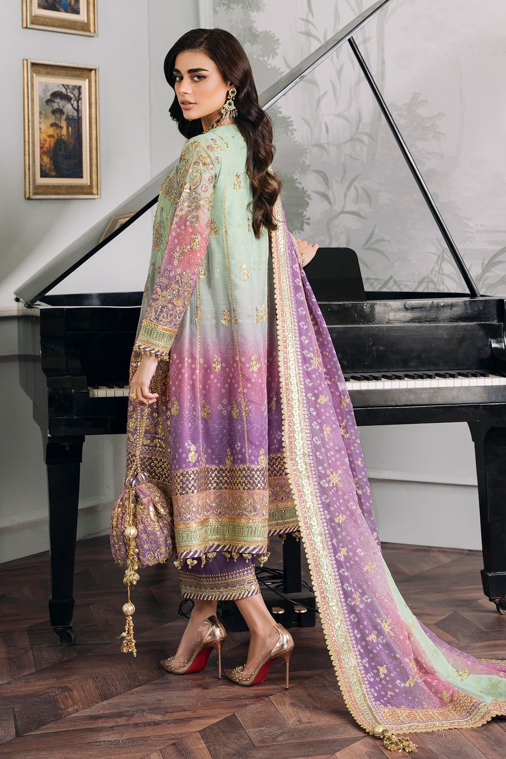 Tie N Die Pista Purple Luxury Chiffon Dress - Unsitched