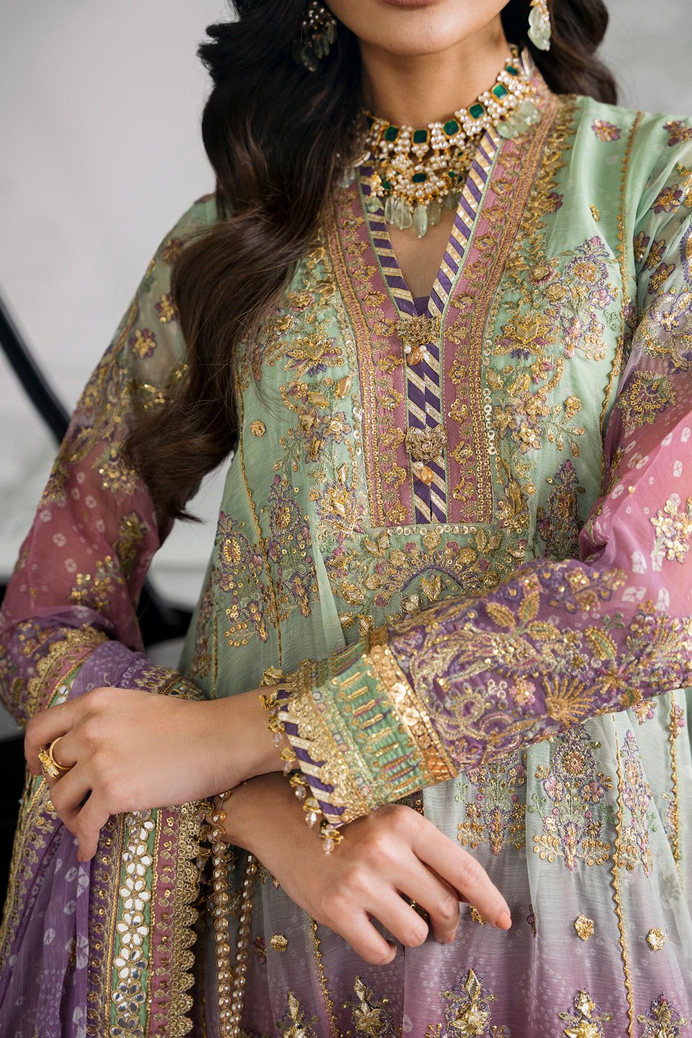 Tie N Die Pista Purple Luxury Chiffon Dress - Unsitched