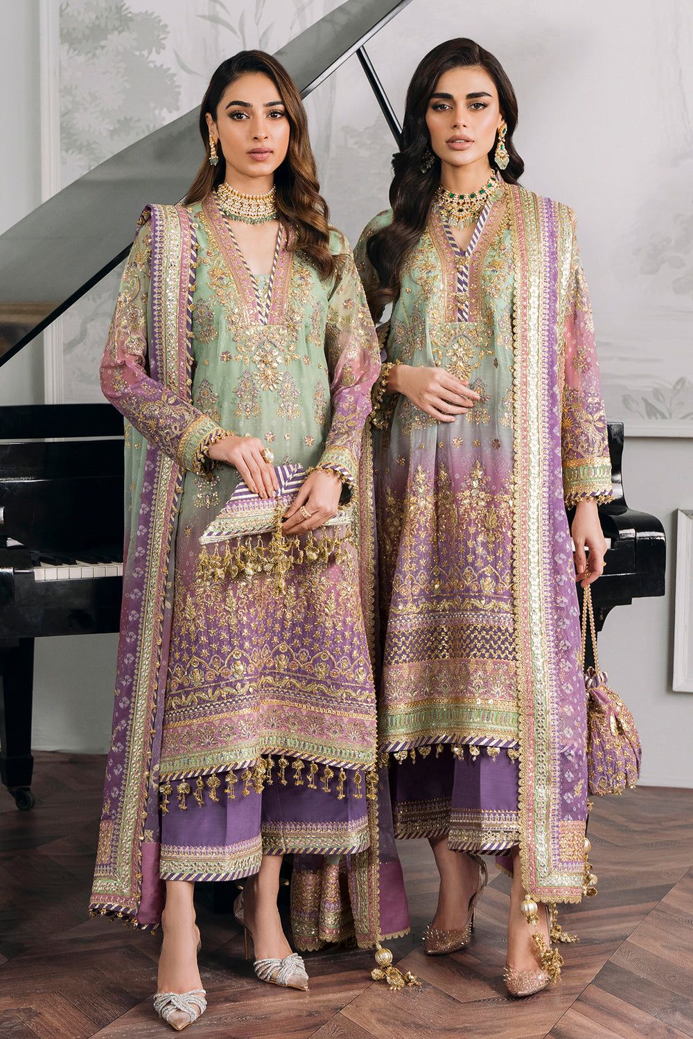 Tie N Die Pista Purple Luxury Chiffon Dress - Unsitched