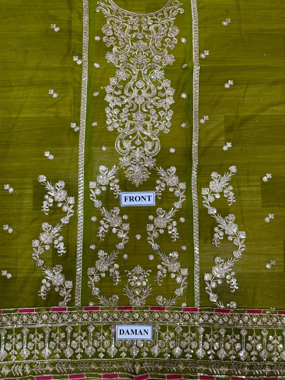 Embroidered Chiffon 3 Piece Unstitched Suit AJ-24-Party Wear