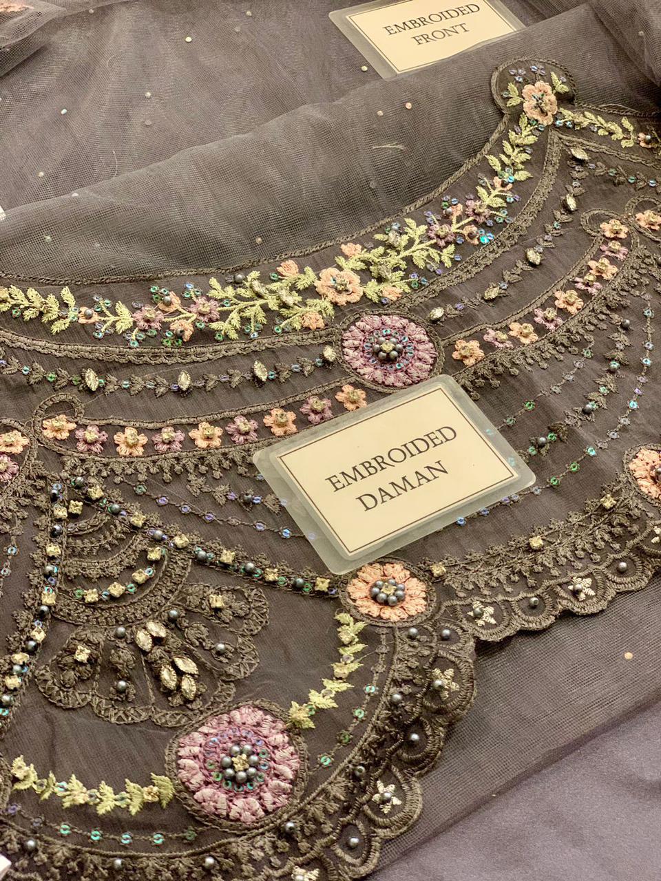 Luxury 3D Handwork Heavy Embroidered NET Bridal Saree