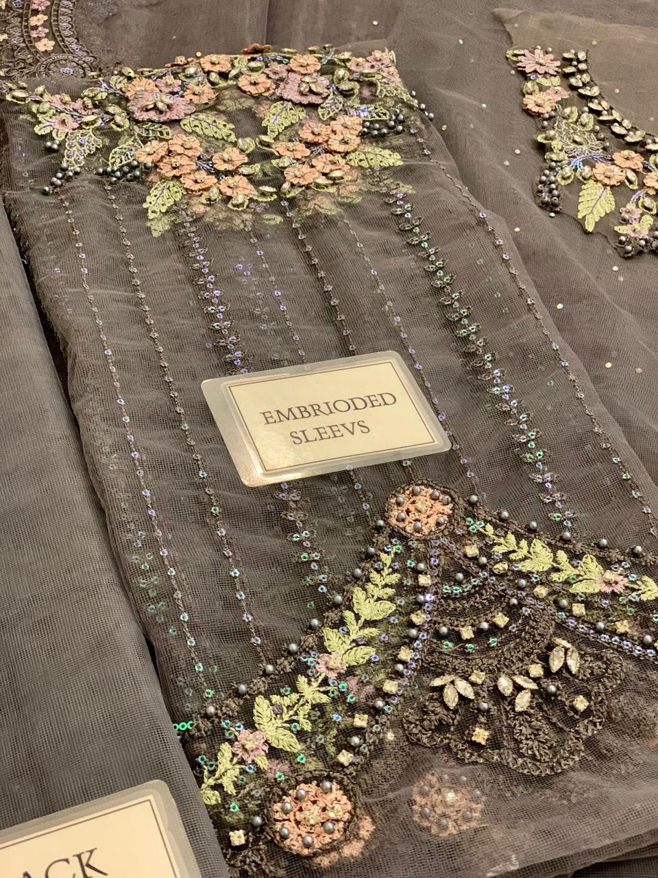 Luxury 3D Handwork Heavy Embroidered NET Bridal Saree