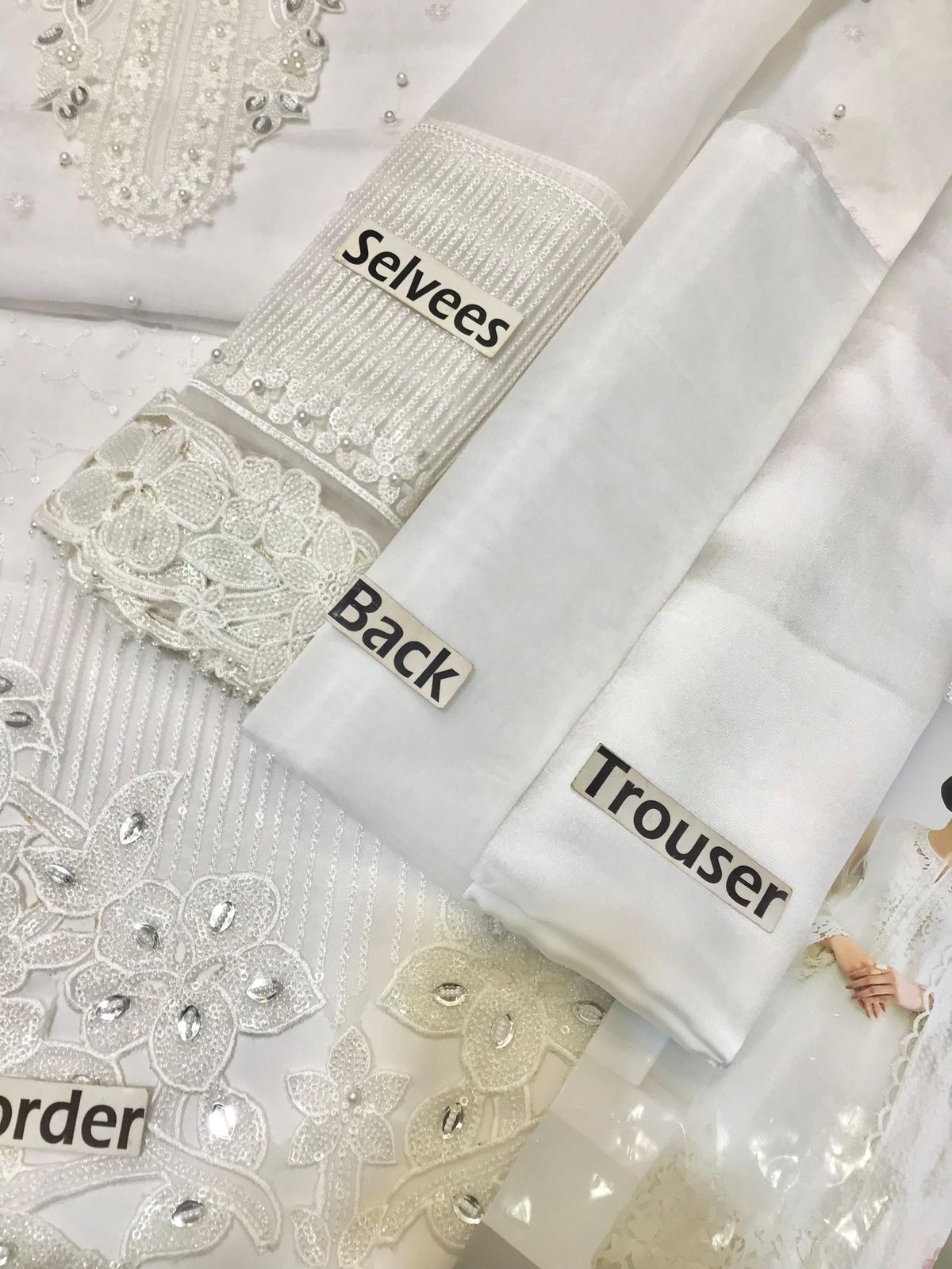 White Formal Organza Unstiched 3 Piece Dress - WQ-24