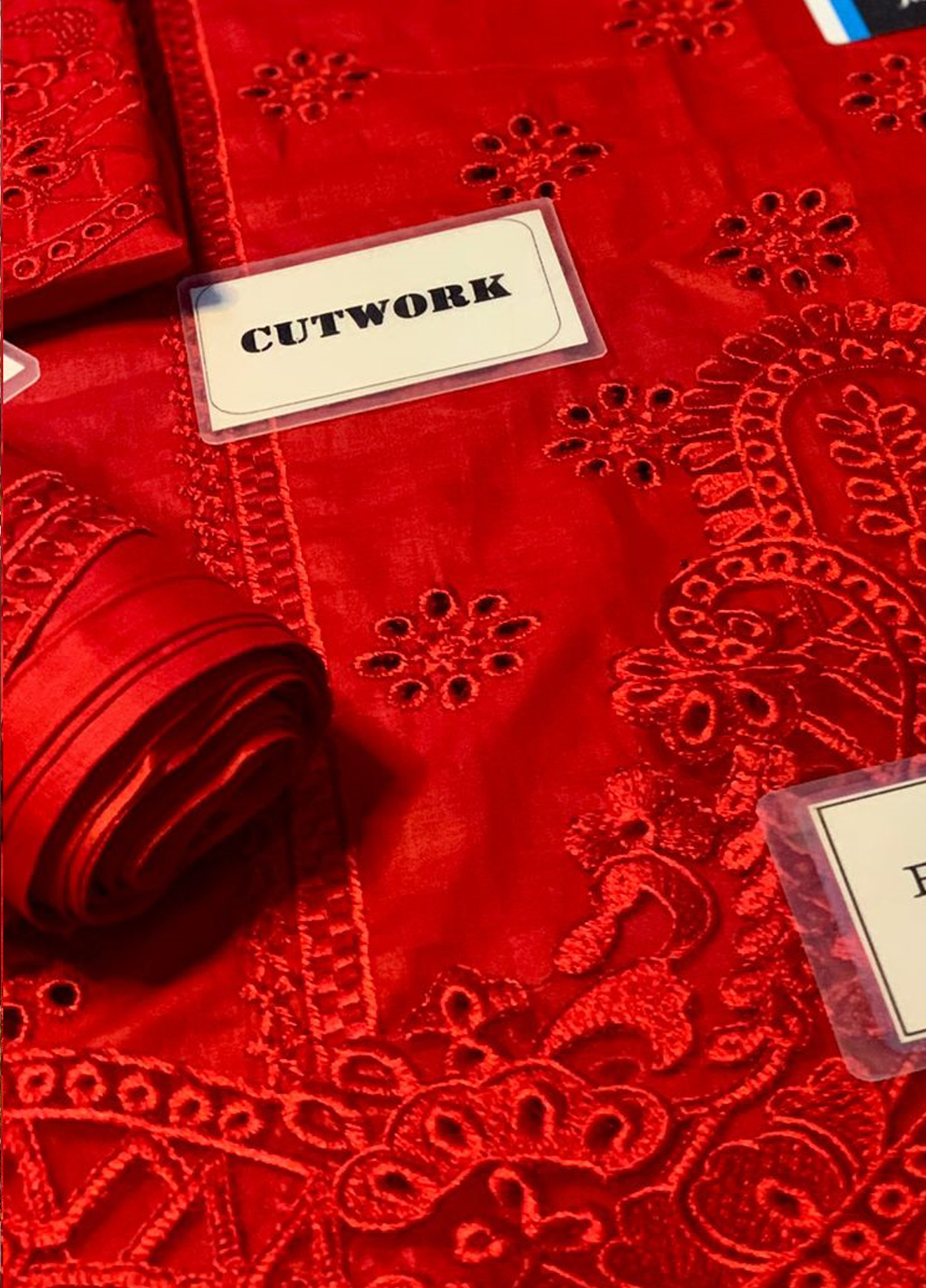 Red Embroidered Chicken Kari Lawn 3 Piece Unstitched Suit ML-D04 - Summer Collection