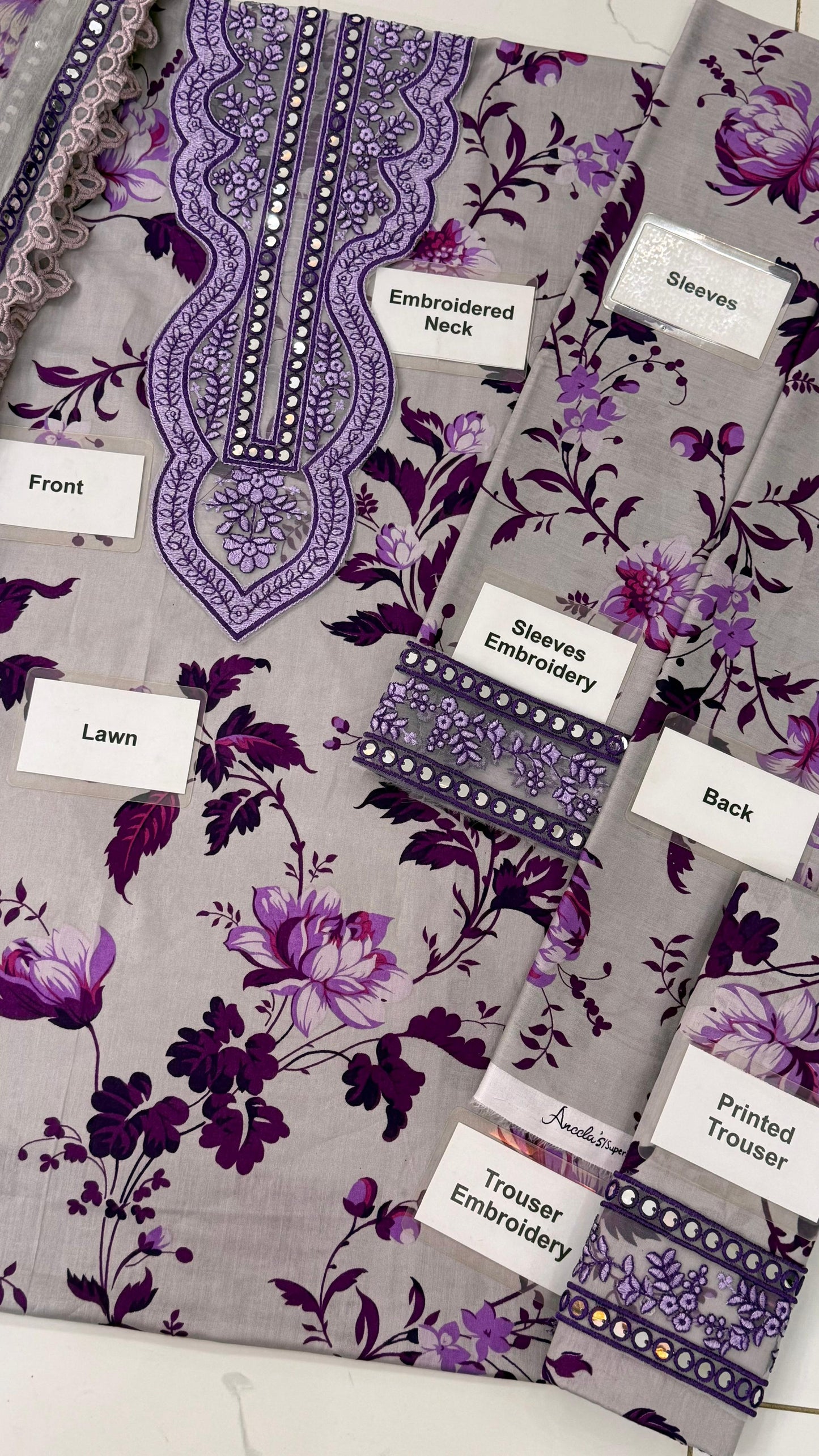 Embroidered Lawn 3 Piece Unstitched Suit ACL-LUX-01-25 - Summer Collection