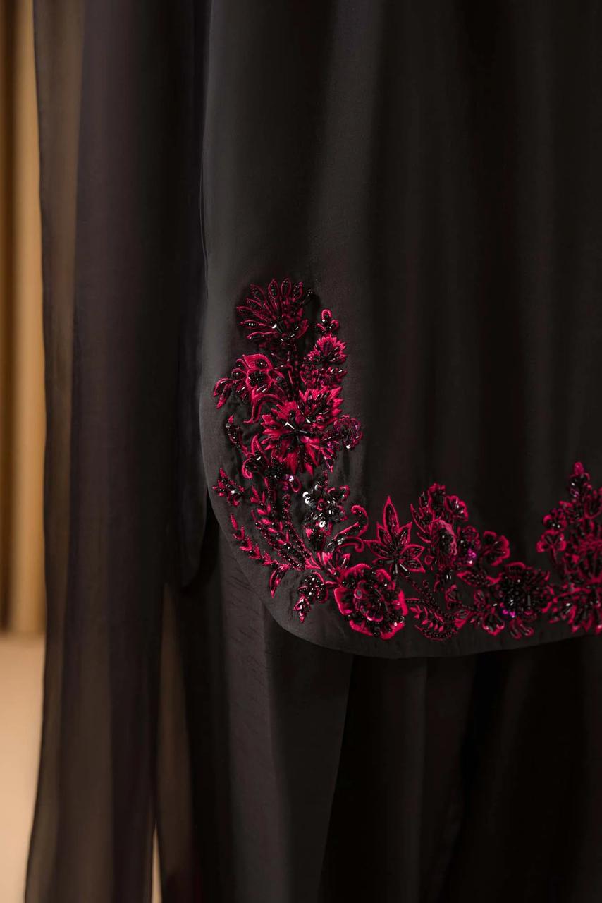 Raw Silk Embroidered Unstitched 3 Piece Suit - Party Wear