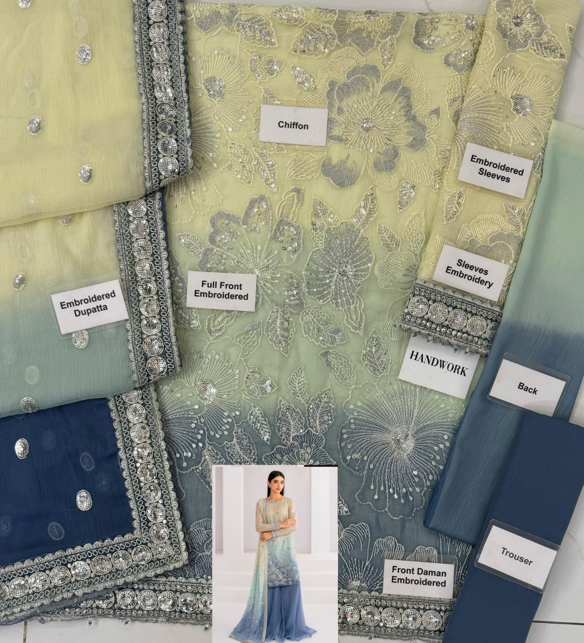 Chiffon Tie N Die 4 Piece Unstitched Dress- UC-3052