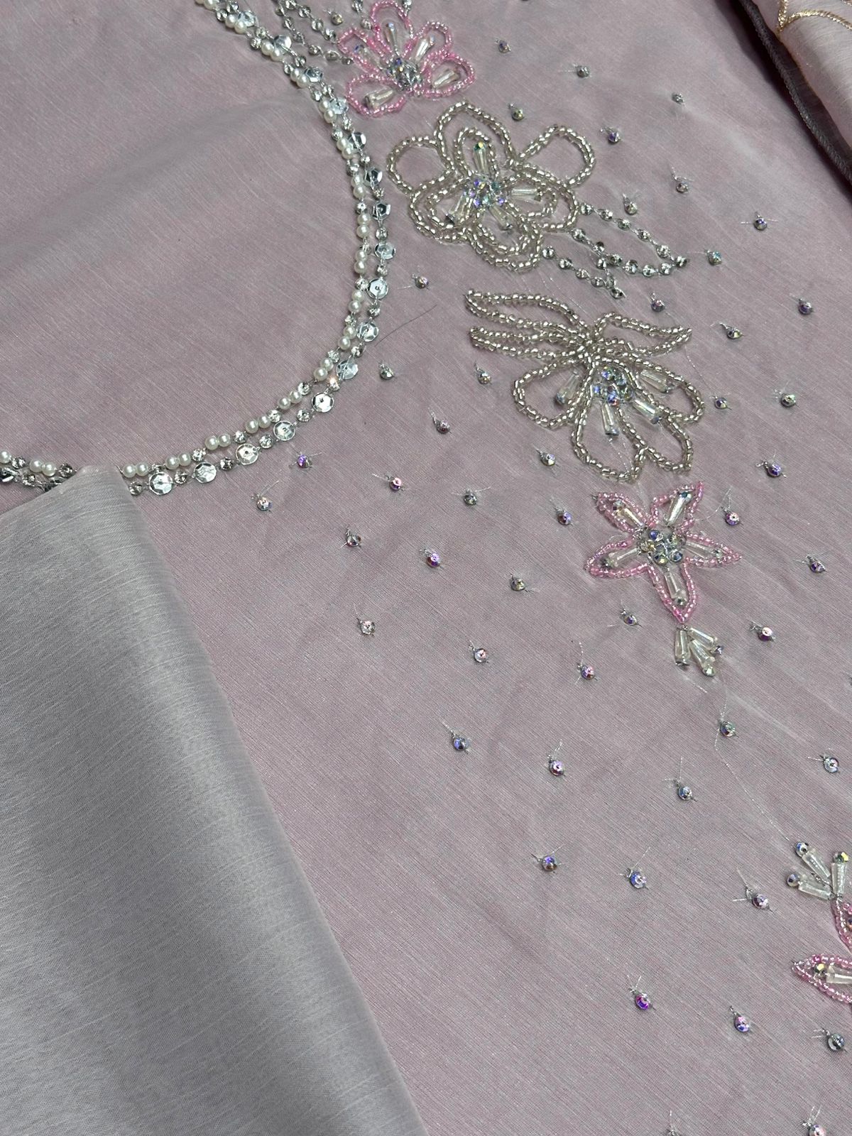 Embroidered Chiffon 3 Piece Unstitched Suit LL-ANZAAL LONG-25 - Party Wear