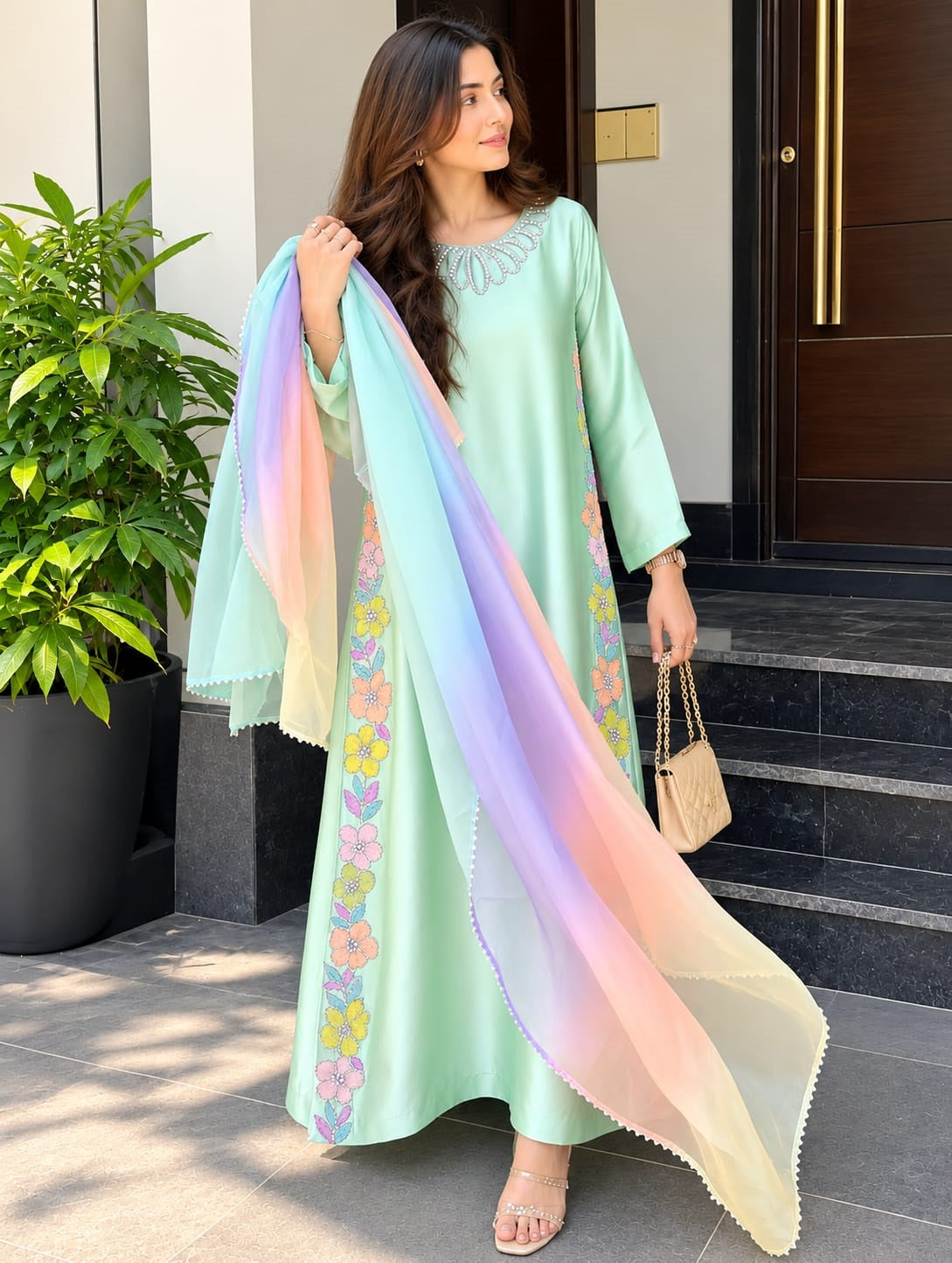 Silk Formal Kaftan Collection 3 Piece Unstitched
