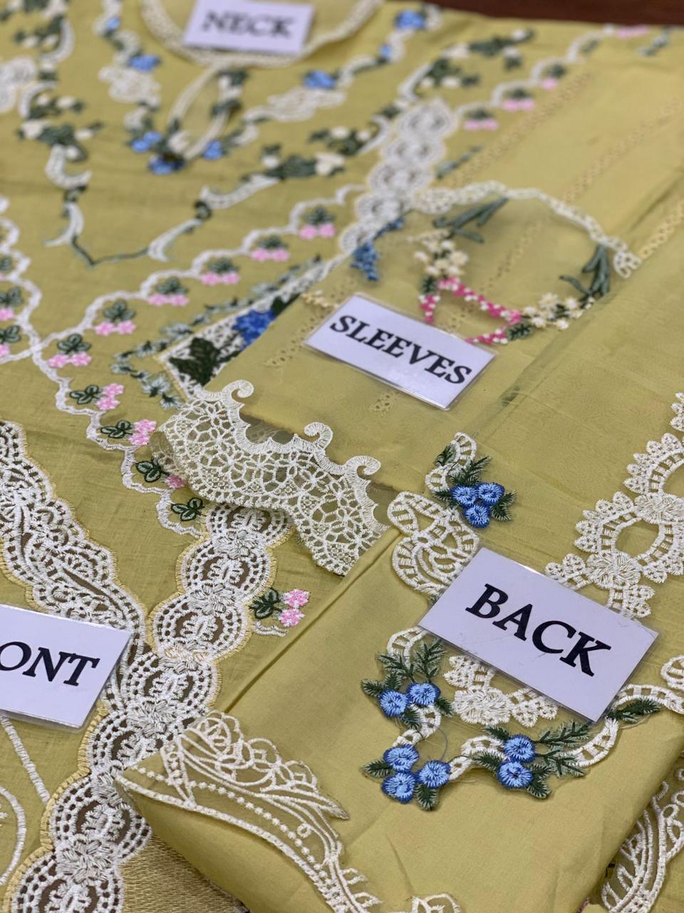 Embroidered Lawn 3 Piece Unstitched Suit CSSL-D02-A-SUNFLOWER YELLOW-24 - Summer Collection