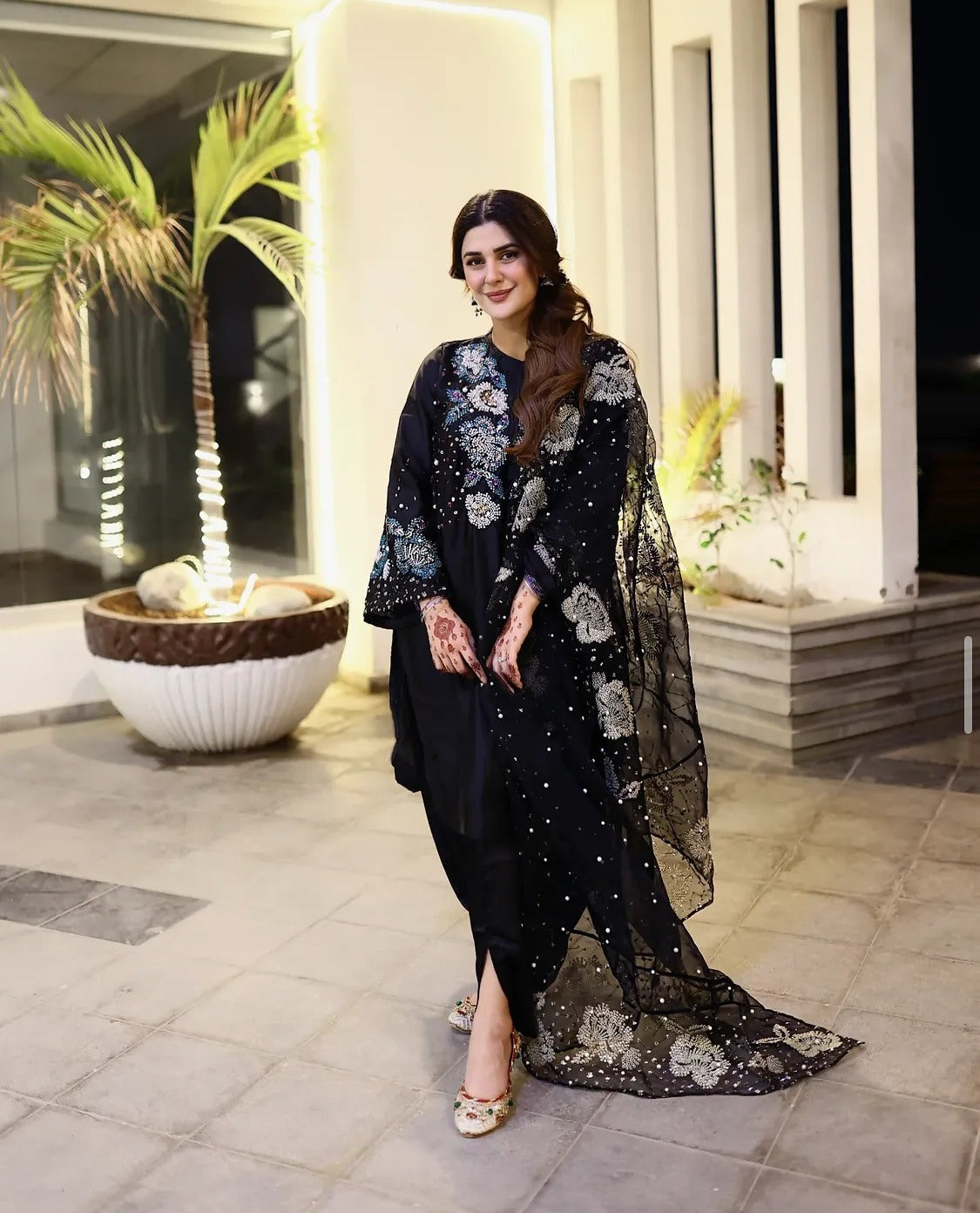 Black Raw Silk 3 Piece Unstitched - Party Wear