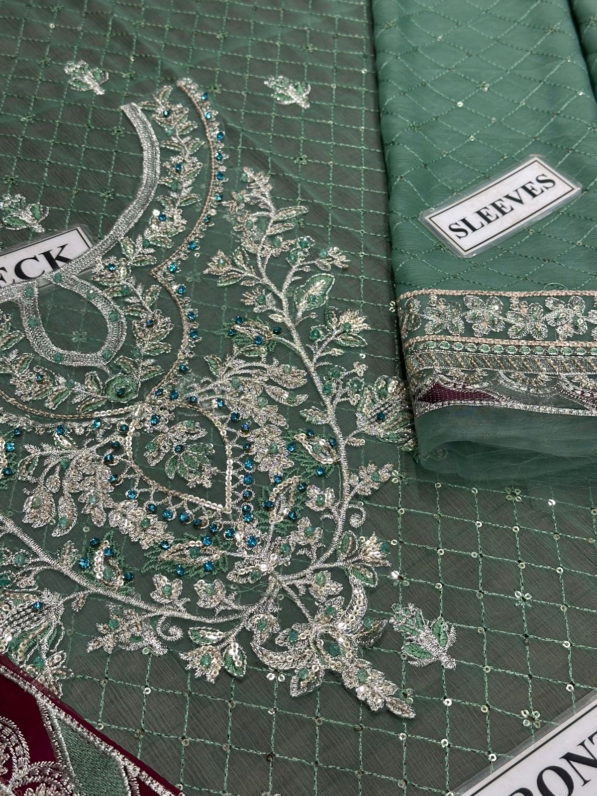 Chiffon Embroidered 3 Piece Unstitched Suit - Party Wear