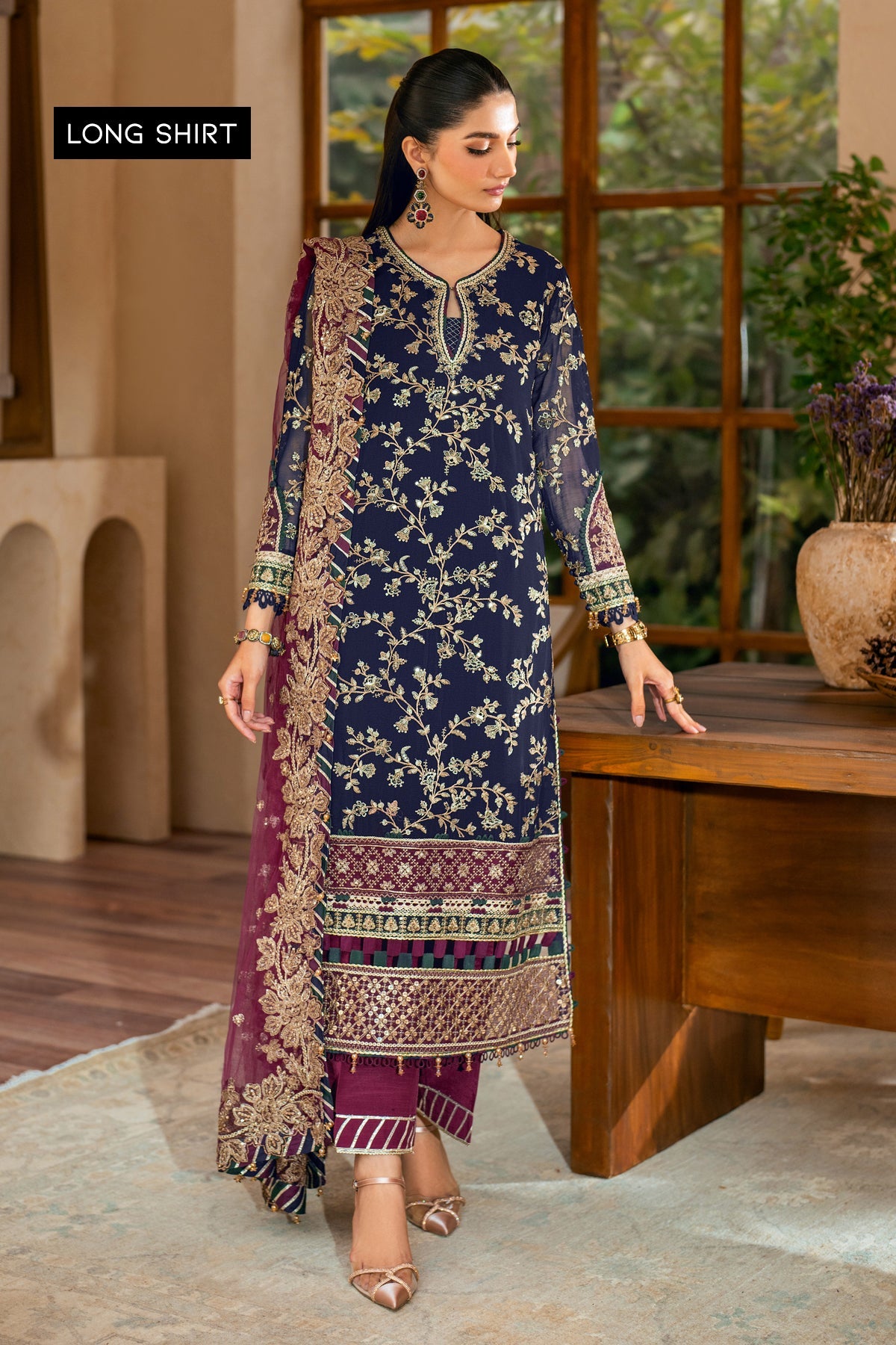 Luxury Chiffon Embroidered Dress 3 Piece Unstitched