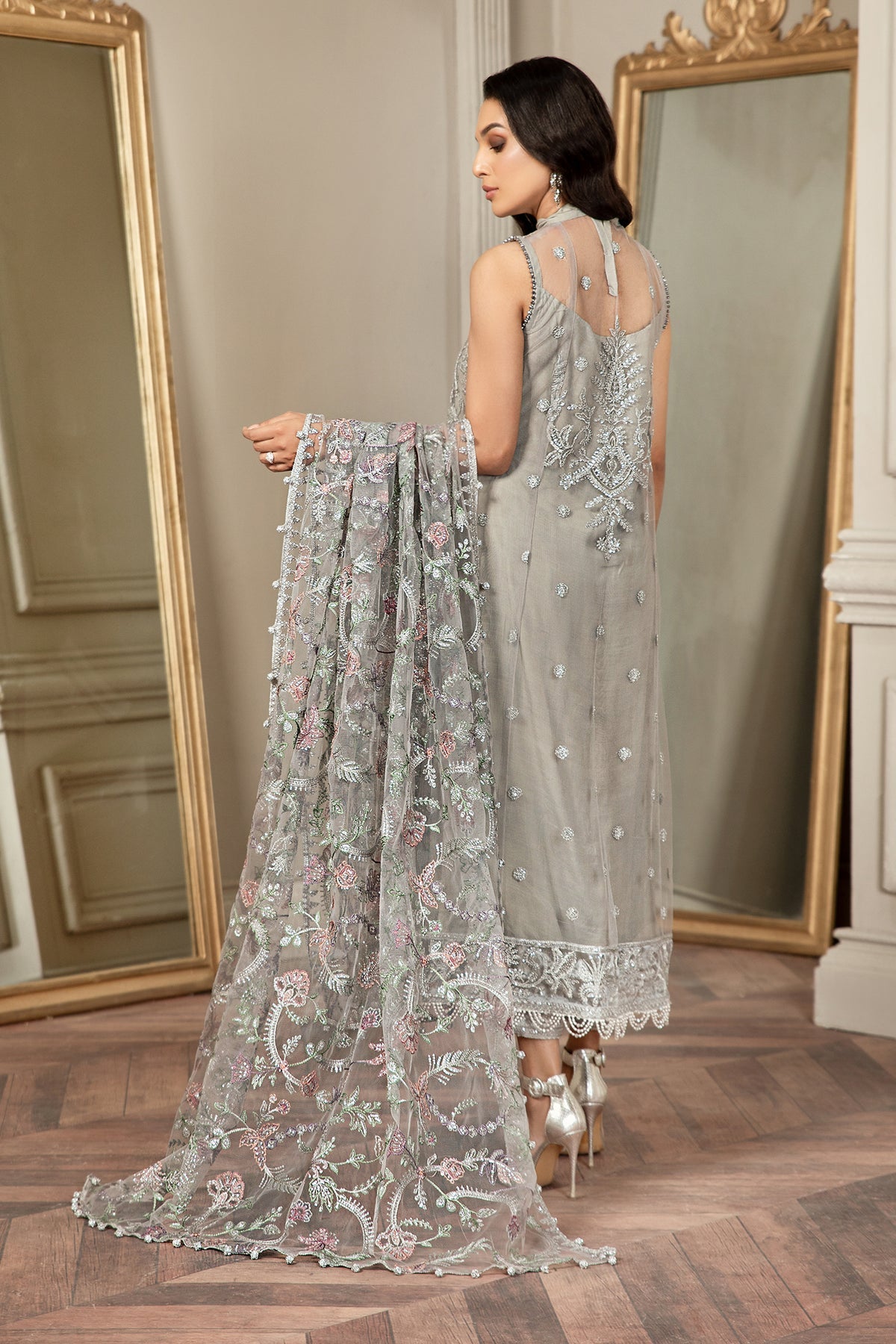 LUXURY NET Embroidered 4 Piece Unstitched Dress