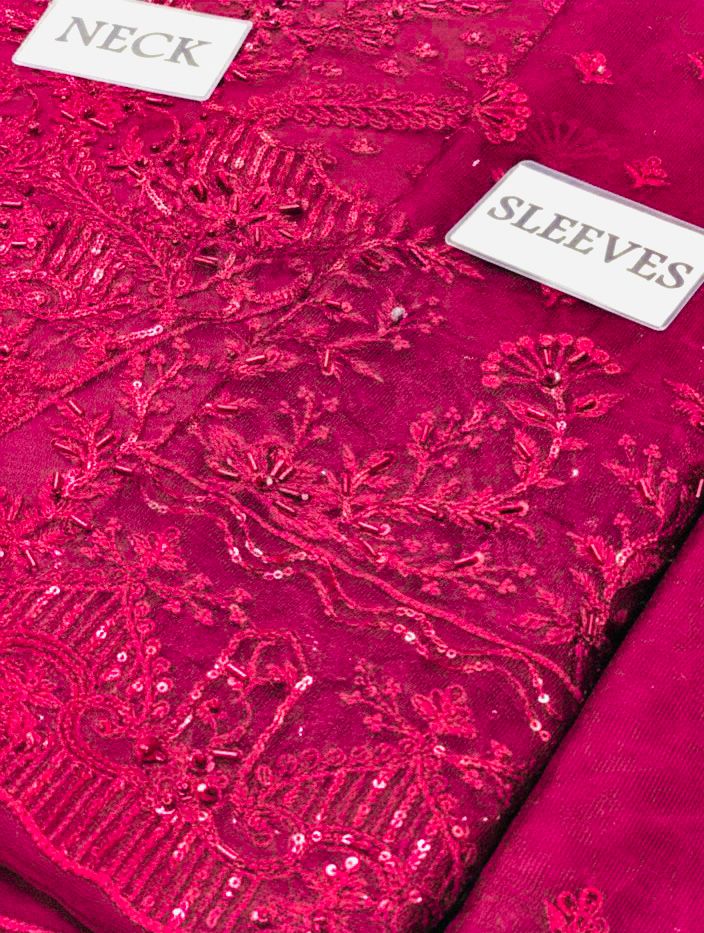 Embroidered/Hand Embellished Net 3 Piece Unstitched Dress