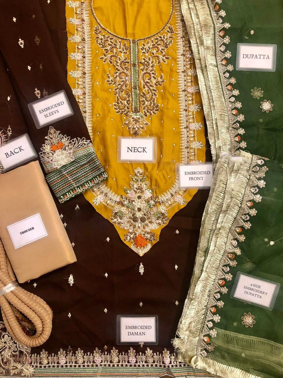 Embroidered Chiffon 3 Piece Unstitched Suit KBC-P-265 - Party Wear