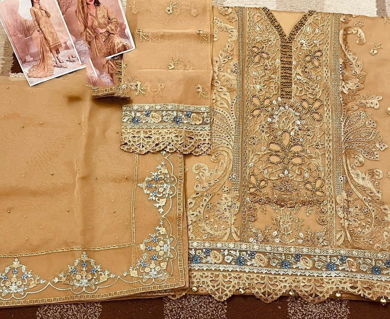 ORGANZA 3 Piece Unstitched Dress - Party Wear