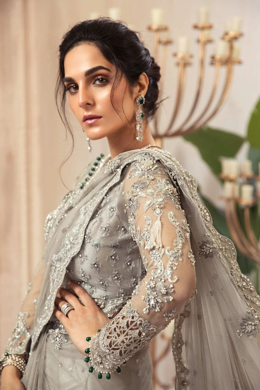 Luxury Net Embroidered Unstitched Saree MB -Party Wear