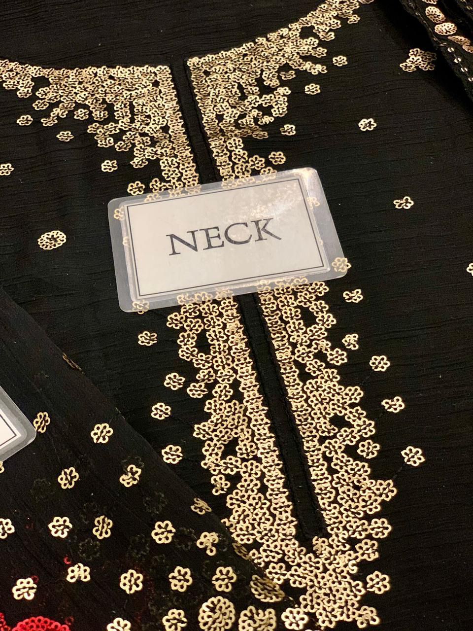 Black Luxury Chiffon Embroidered Collection Unstitched UC-3070 -Party Wear