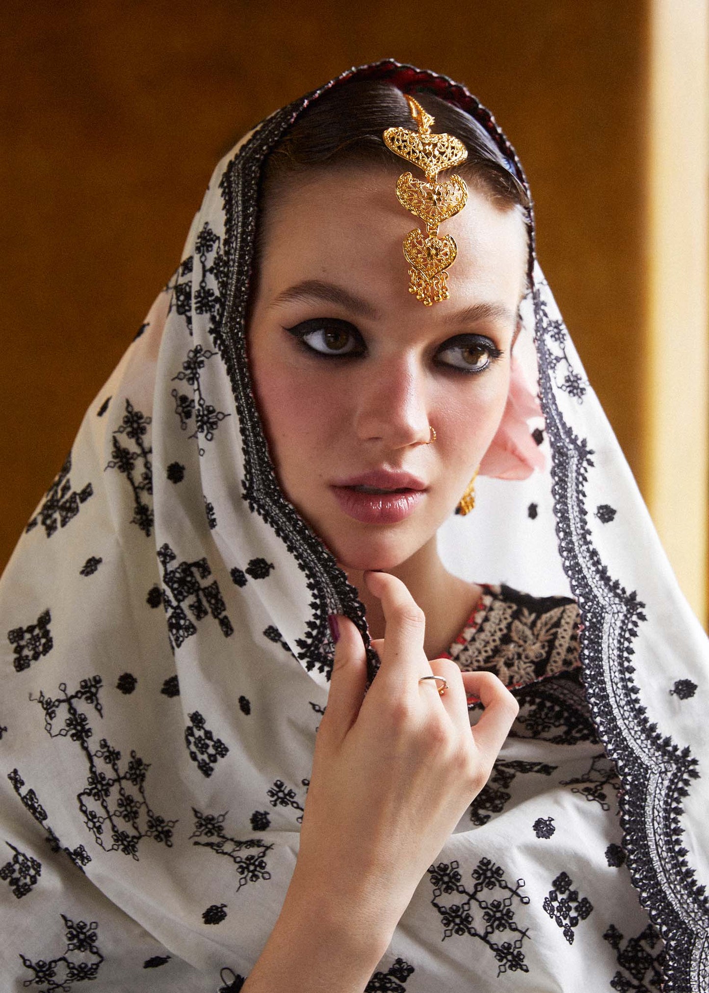 Black Luxury Embroidered Lawn 3 piece Unstitched Dress - Shams