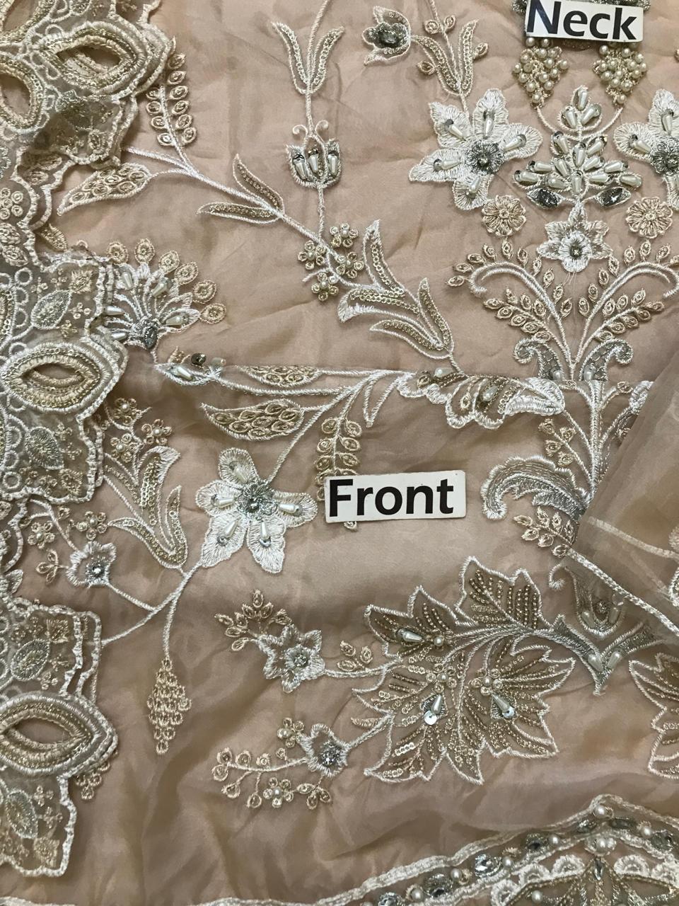 Luxury Organza Embroidered 3 Piece Unstitched Dress - Party Wear