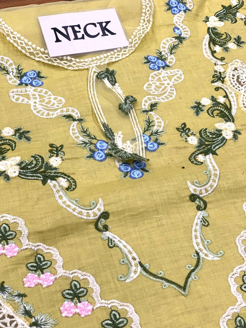 Embroidered Lawn 3 Piece Unstitched Suit CSSL-D02-A-SUNFLOWER YELLOW-24 - Summer Collection