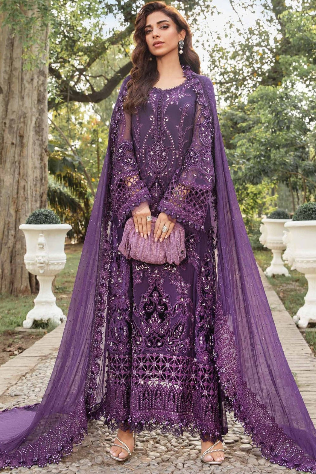 Embroidered Chiffon 3 Piece Unstitched Suit MBC-102 - Party Wear