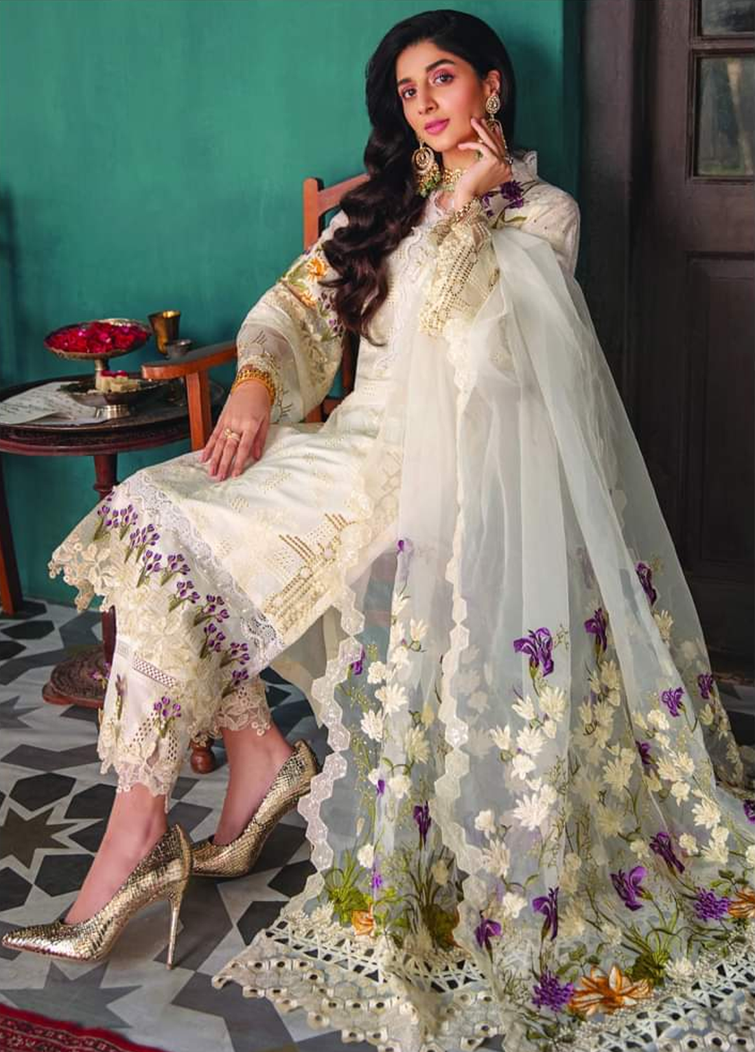 Embroidered Lawn 3 Piece Unstitched Suit White-A-Marina-Summer Collection