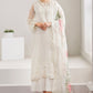 White Formal Organza Unstiched 3 Piece Dress - WQ-24