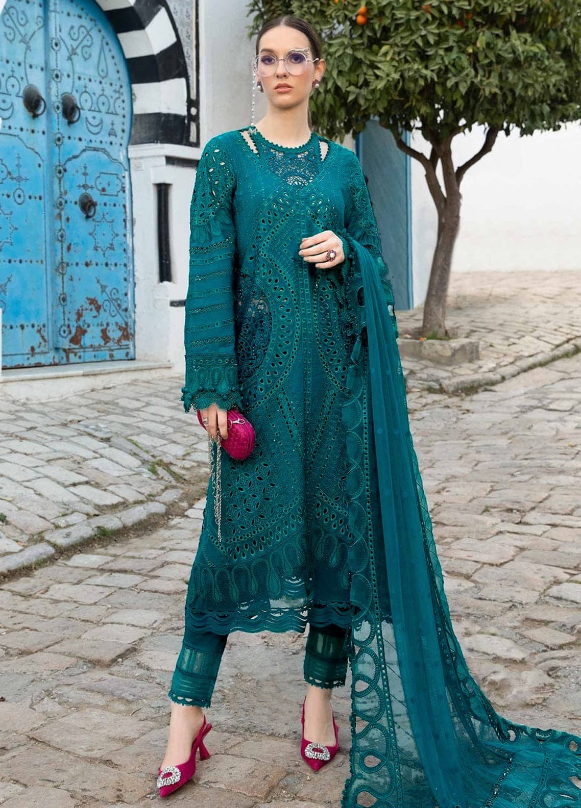 Chicken Kari Embroidered Lawn 3 Piece Unstitched Suit MBL-D-2402-A-24 - Summer Collection