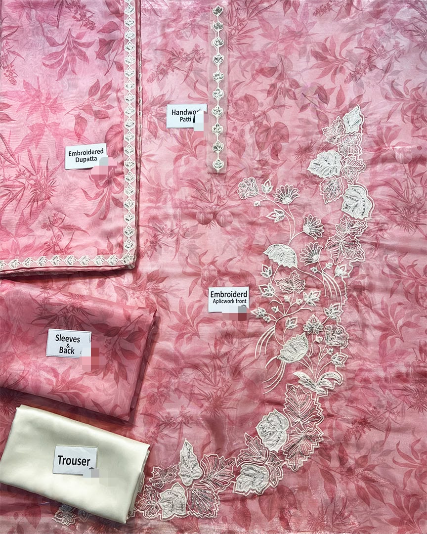 Pink Embroidered Lava Silk Digtal Printed Unstitched 3 Piece Dress