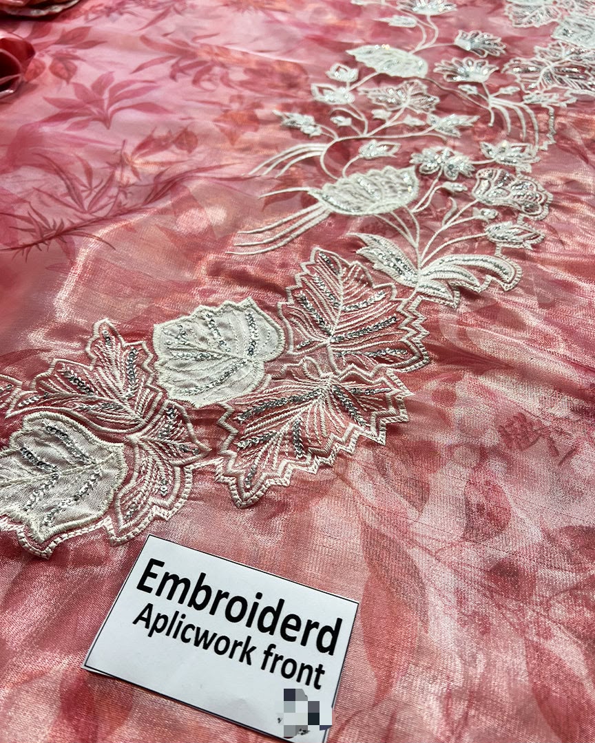 Pink Embroidered Lava Silk Digtal Printed Unstitched 3 Piece Dress