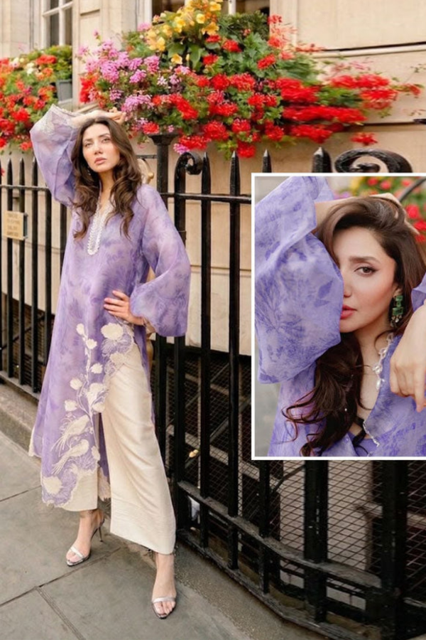 Purple Embroidered Lava Silk Digtal Printed Unstitched 3 Piece Dress