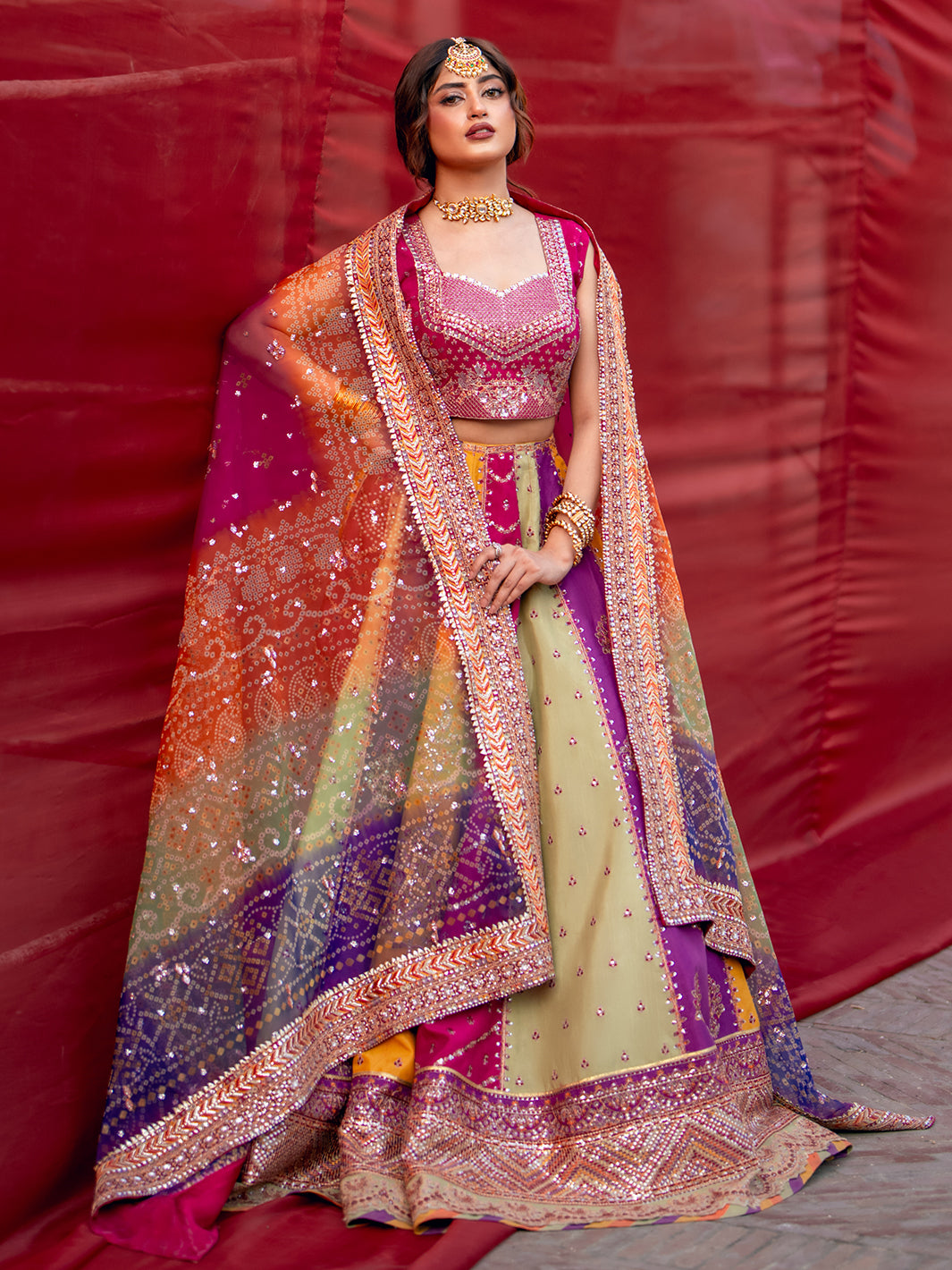 Multi Bridal Embroidery Wear Raw Silk