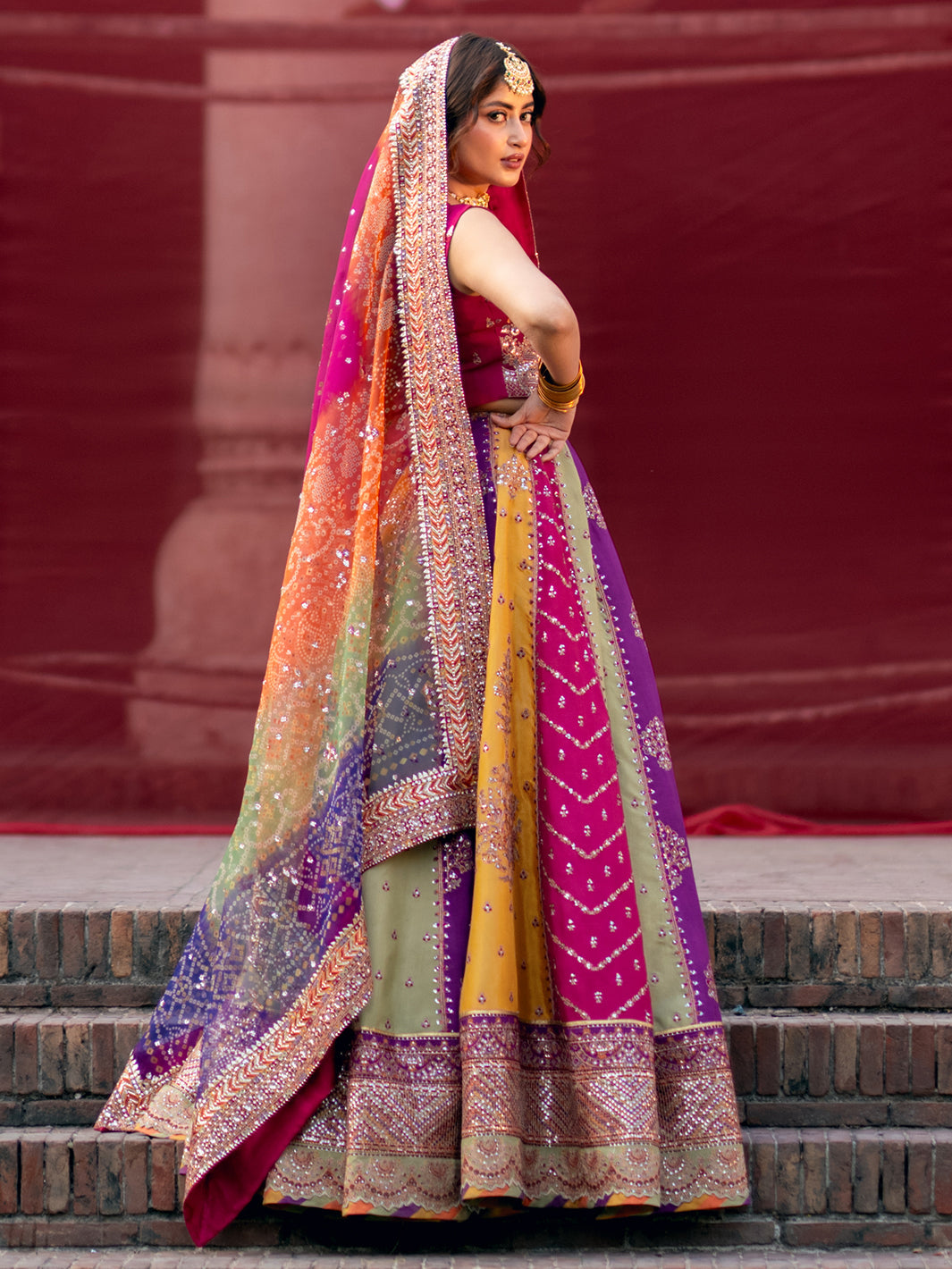 Multi Bridal Embroidery Wear Raw Silk