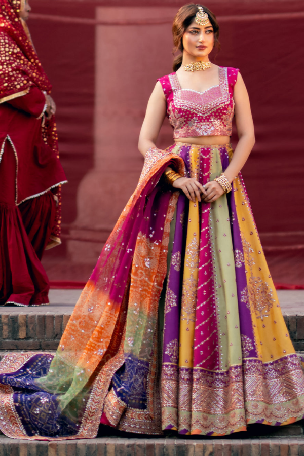 Multi Bridal Embroidery Wear Raw Silk