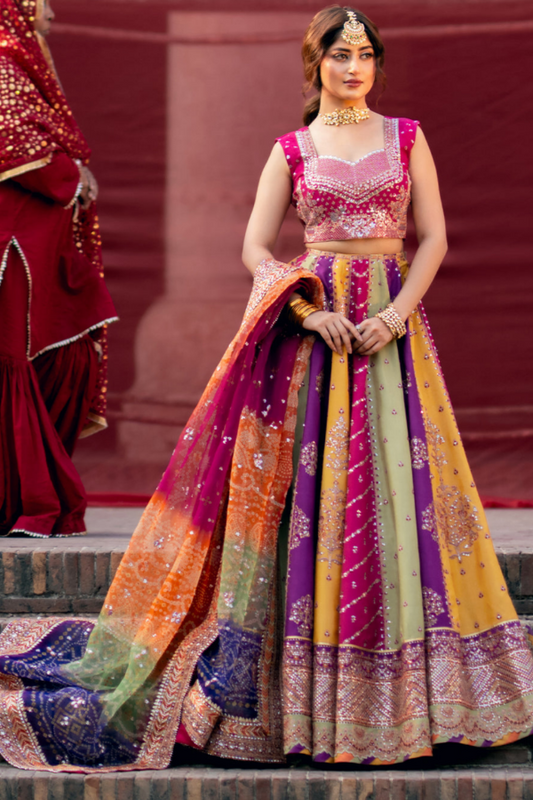 Multi Bridal Embroidery Wear Raw Silk