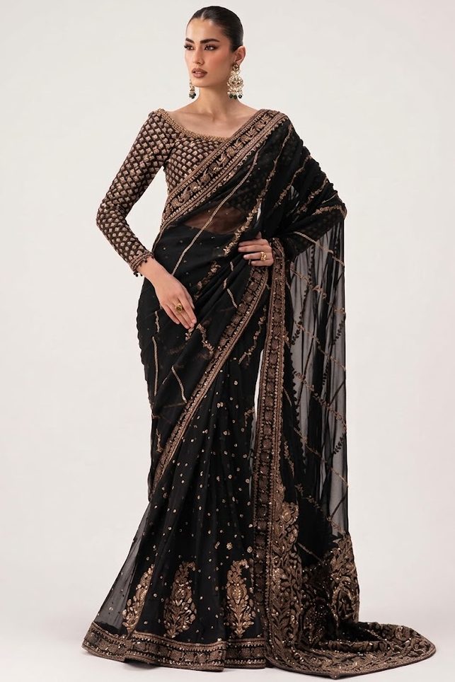 Black Chiffon Saree Unstitched