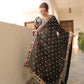 Black Embroided Chiffon 3 Piece Unstitched Dress-Party Wear