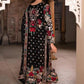 Black Embroided Chiffon 3 Piece Unstitched Dress-Party Wear