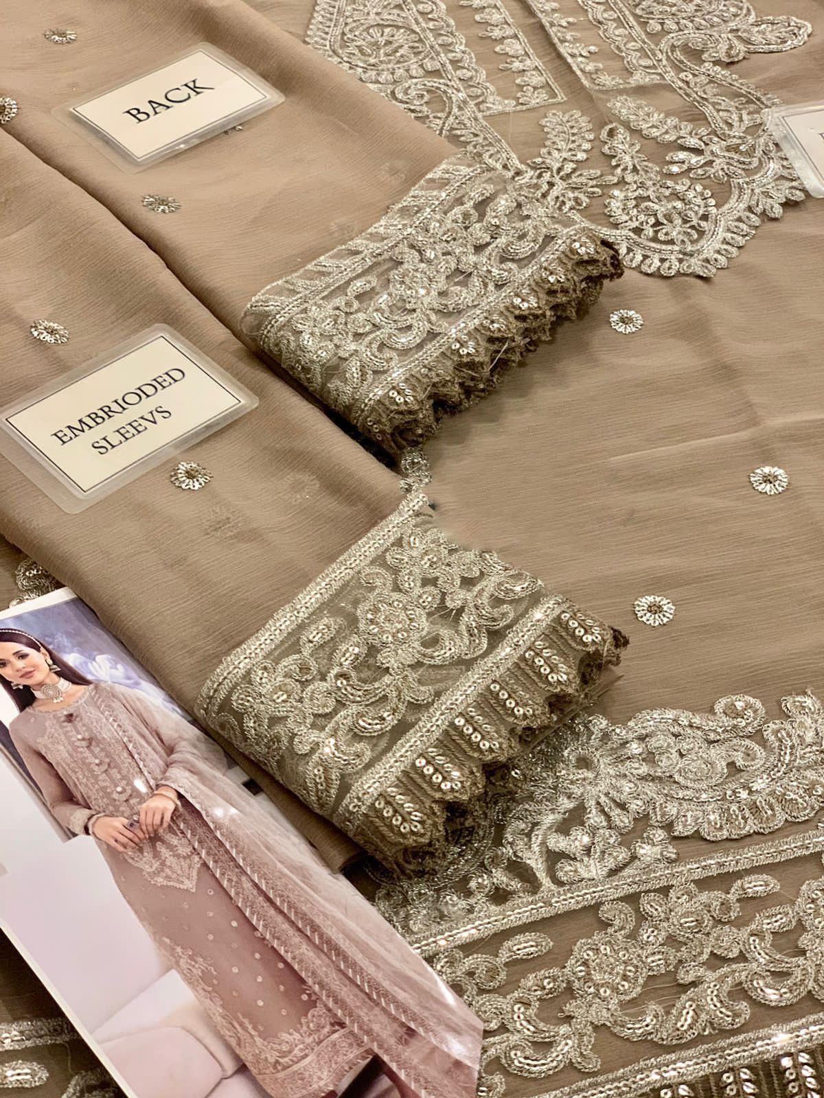 Chiffon Embroidered 3 Piece Unstitched Suit AJJMC-D20-23 -Party Wear